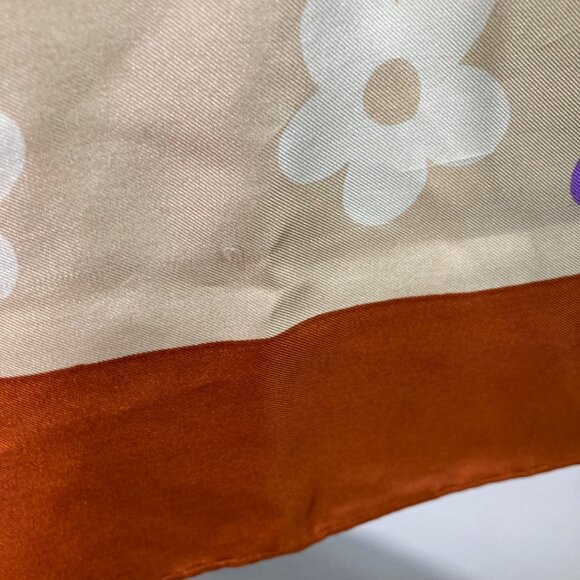 Vintage Yves Saint Laurent Flower Power Silk Scarf 34 x 34" Flaw - Picture 9 of 11